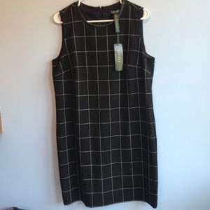 NWT Ralph Lauren Grid Print Dress. Sz 14.